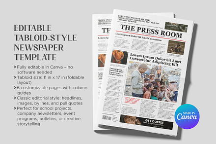 Editable Tabloid-Style Newspaper
