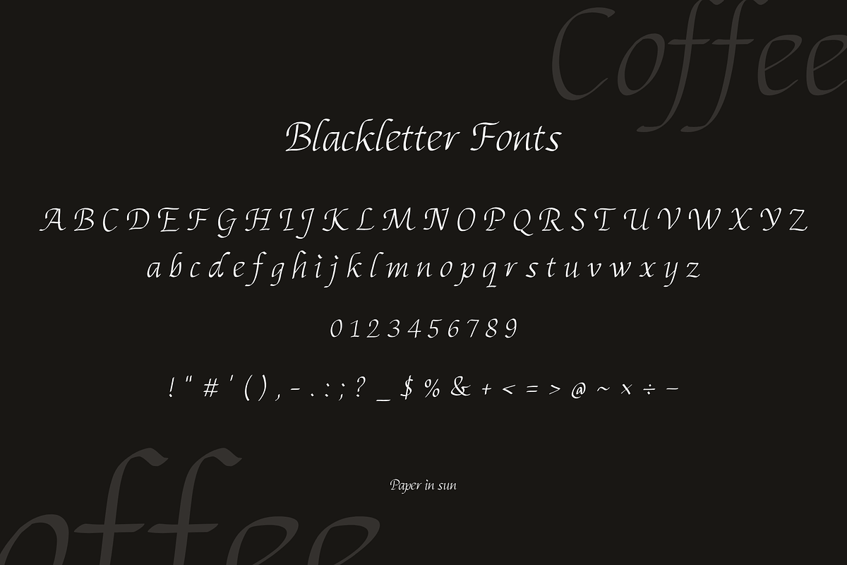 Coffee - Blackletter Fonts, a Blackletter Font by paperinsun (Photo 5 of 12)