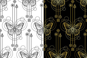 Butterfly Tattoo Seamless Patterns