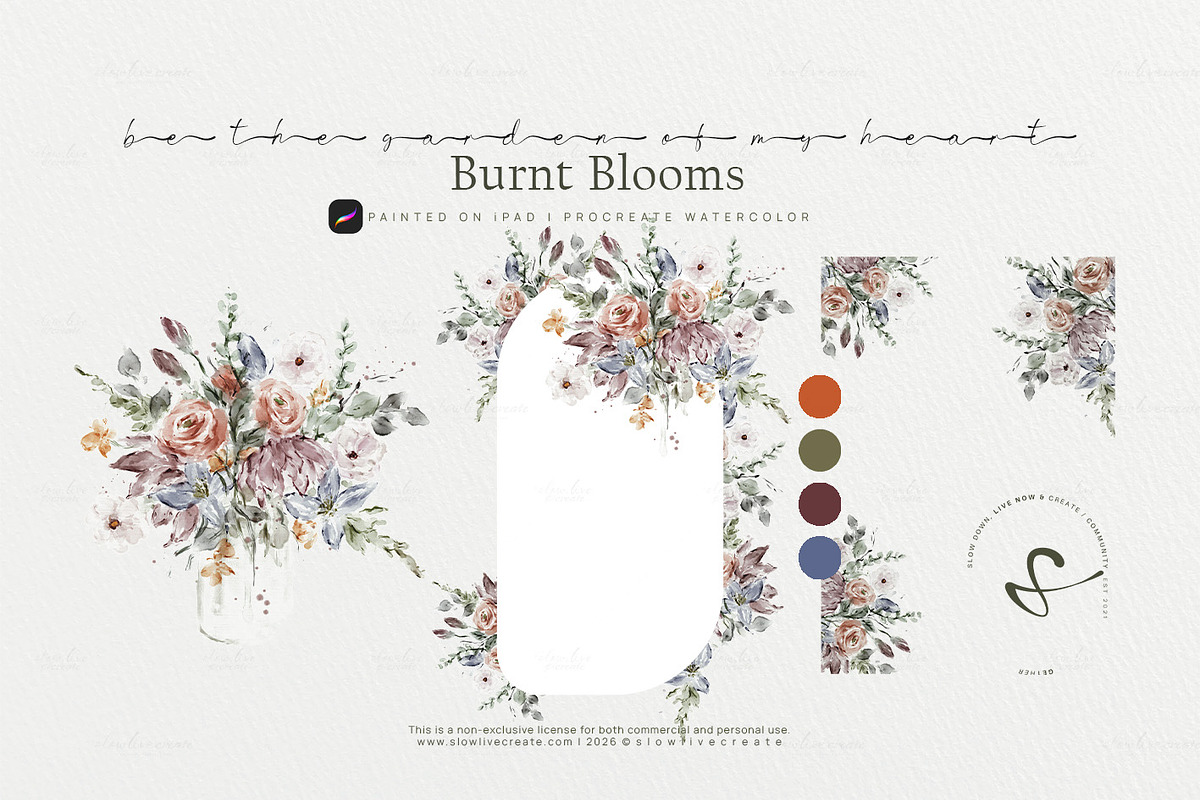 Bloom | Burnt Florals Watercolor, an Invitation Template by slowlivecreate (Photo 3 of 7)