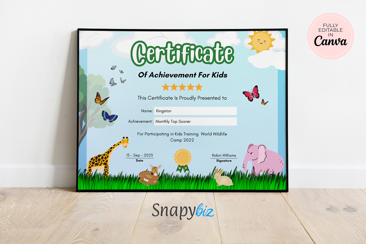 Customizable Child Certificate, a Templates & Theme by Snapybiz (Photo 2 of 8)