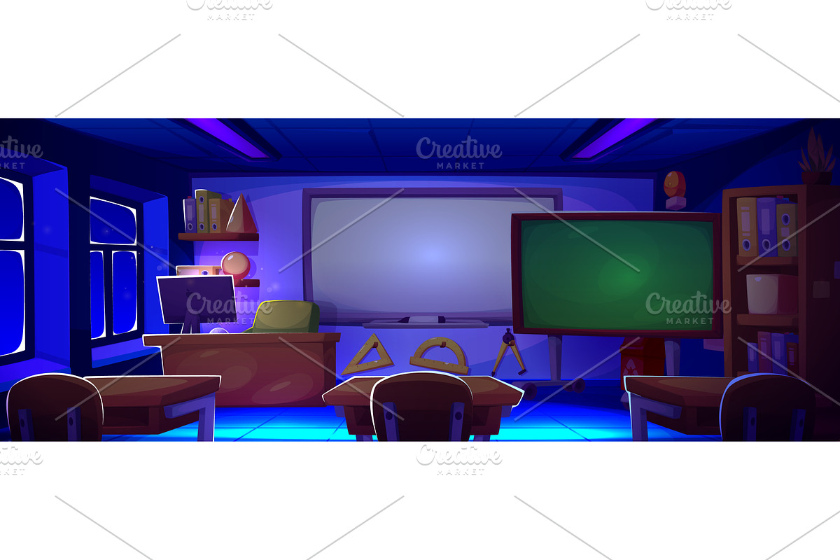 Colorful school classroom interior, an Object Illustration by art PVP - market