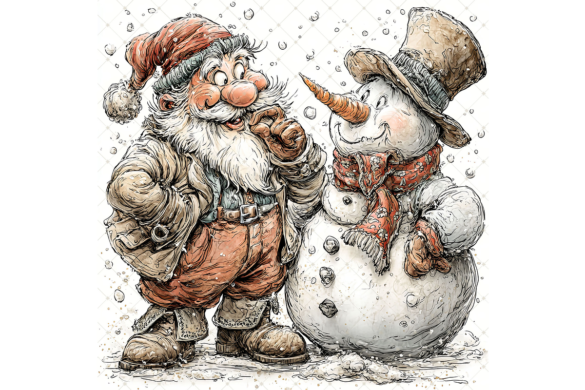 Santa and Snowman Clipart JPG, a Seasonal Illustration by Memories By Lea (Photo 6 of 18)
