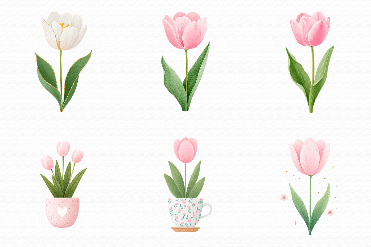 Whimsical Spring Tulip Flower Clipar, an Illustration by Libby Wishes (Photo 9 of 9)