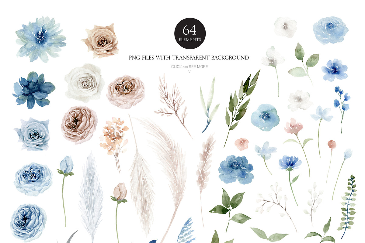 Watercolor Flower - Boho Bluerose, an Illustration by Beigetime (Photo 9 of 13)