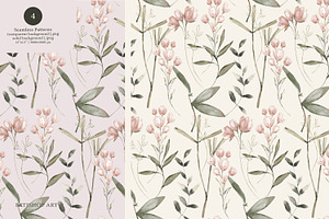 Watercolor Meadow Seamless Patterns