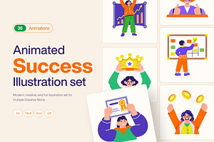 Animated Success Illustration Set, a Person Illustration by Brickclay