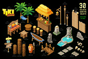 Tiki garden - isometric clip-arts, a Decorative Illustration by Ekaterina Glazkova (Thumbnail 2 of 4)