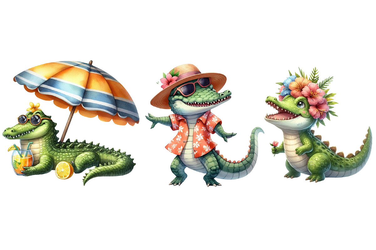 Summer Crocodile Character Clipart, an Illustration by Pixels.Craft (Photo 8 of 9)