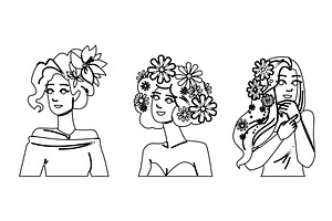 elegance flower in hair woman vector, a Person Illustration by pikepicture