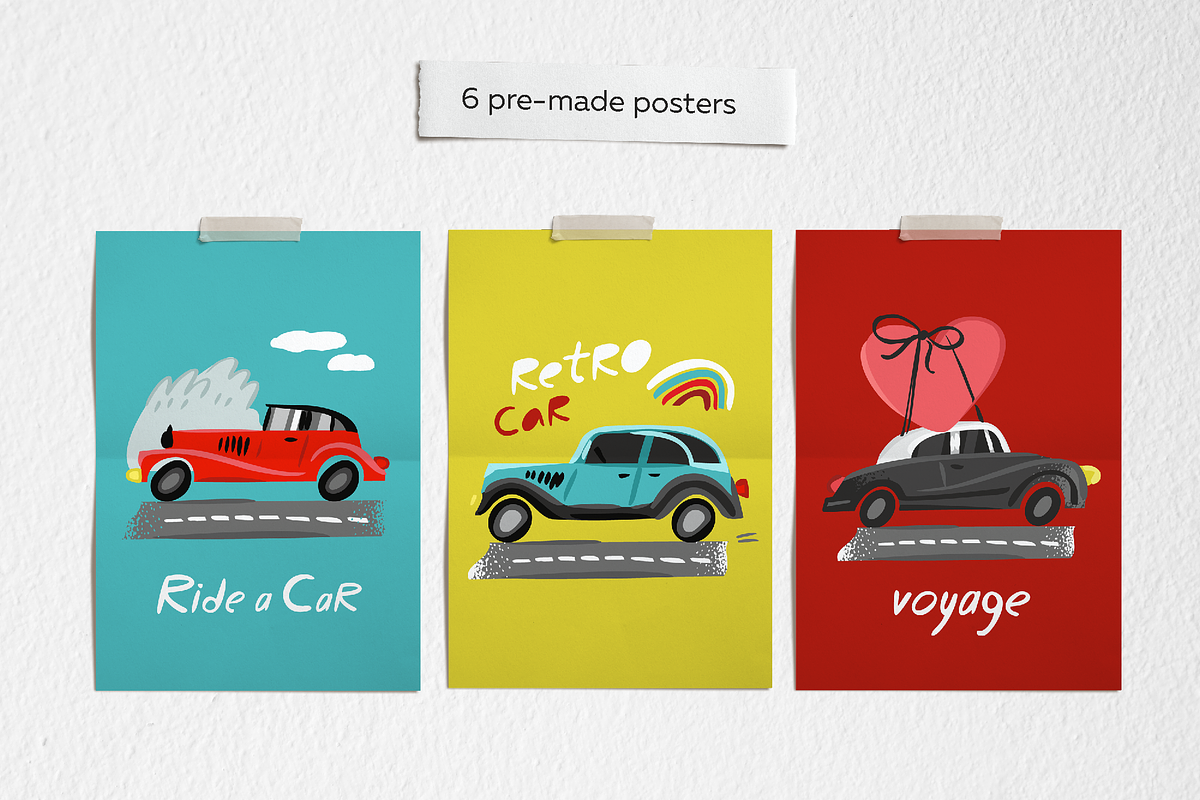 Retro cars symbols and patterns, an Object Graphic by yttadesign (Photo 10 of 17)