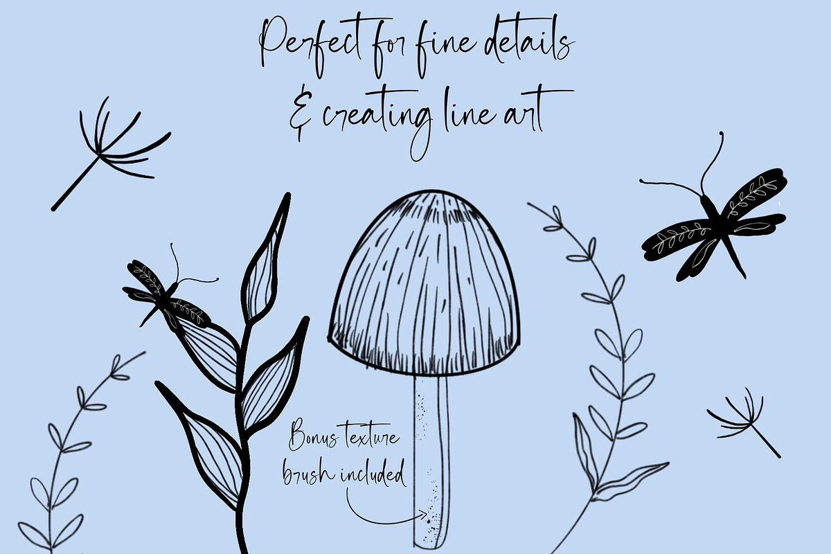 Fineliners For Procreate, a Brush Add-On by KJP Designs (Photo 3 of 7)