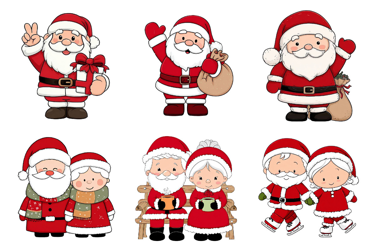 Cute Santa and Mrs. Claus Clipart, an Illustration by DreamArtGraphic (Photo 2 of 4)