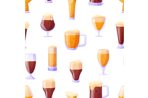 Beer seamless pattern. Different, a Food Illustration by LadadikArt