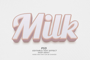 Milk PSD 3D Editable Text Effect