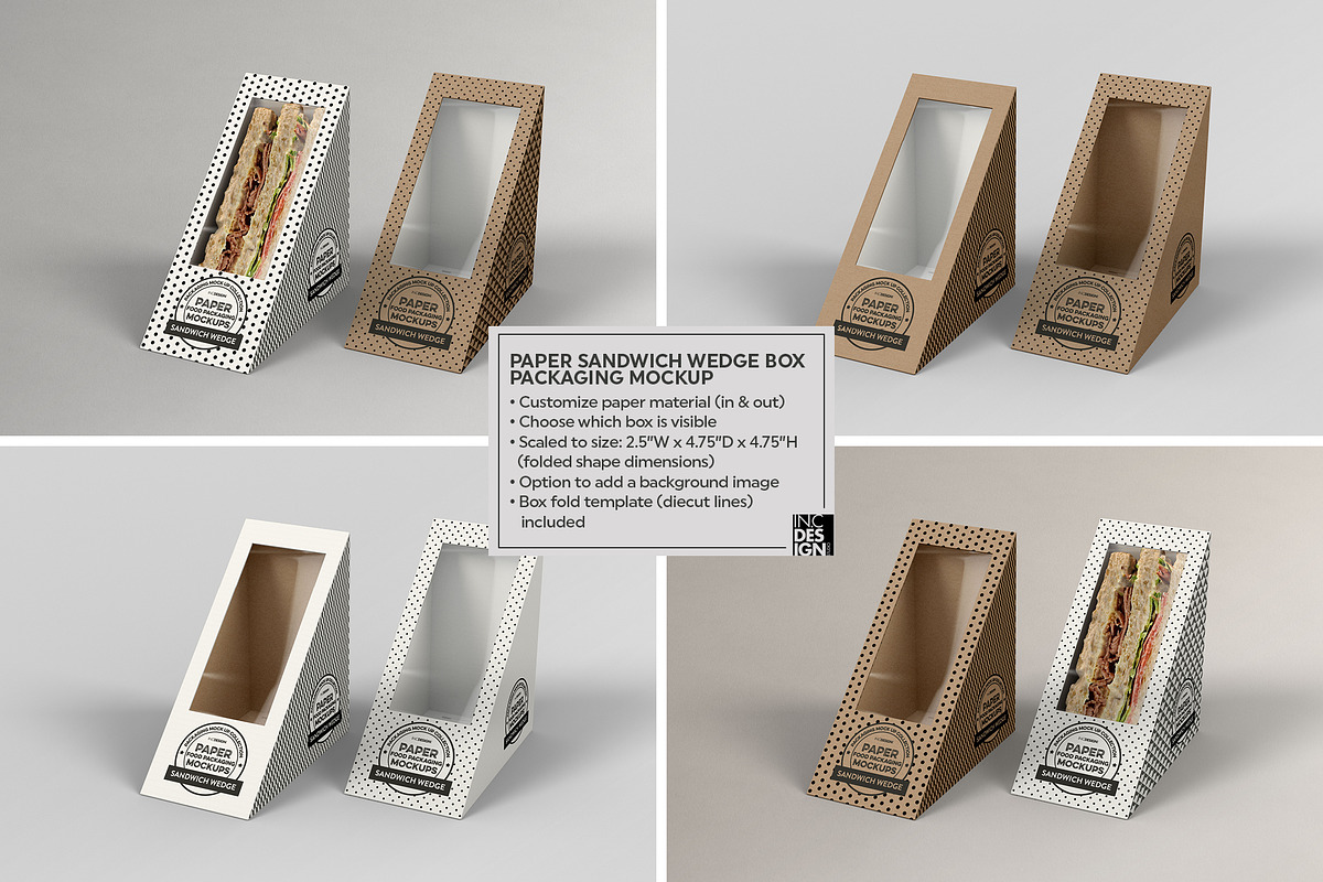 Sandwich Wedge Box Packaging Mockup, a Cups & Container Mockup by INCDesign (Photo 3 of 10)