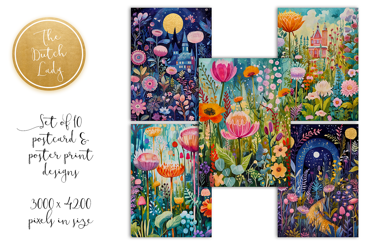 Whimsical Gardens Postcards & Prints, an Illustration by The Dutch Lady Designs (Photo 4 of 4)