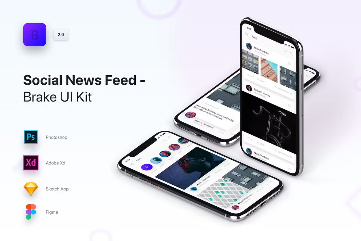 Brake UI Kit 2.0 - Social Media News, an UI Kit Template by Lumina_ui_ux202 (Photo 1 of 6)