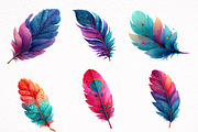 Watercolor Feather Clipart, an Illustration by DreamArtGraphic (Thumbnail 7 of 8)