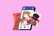 Love search, online dating app set, a Person Illustration by PaperTrident (Thumbnail 4 of 7)