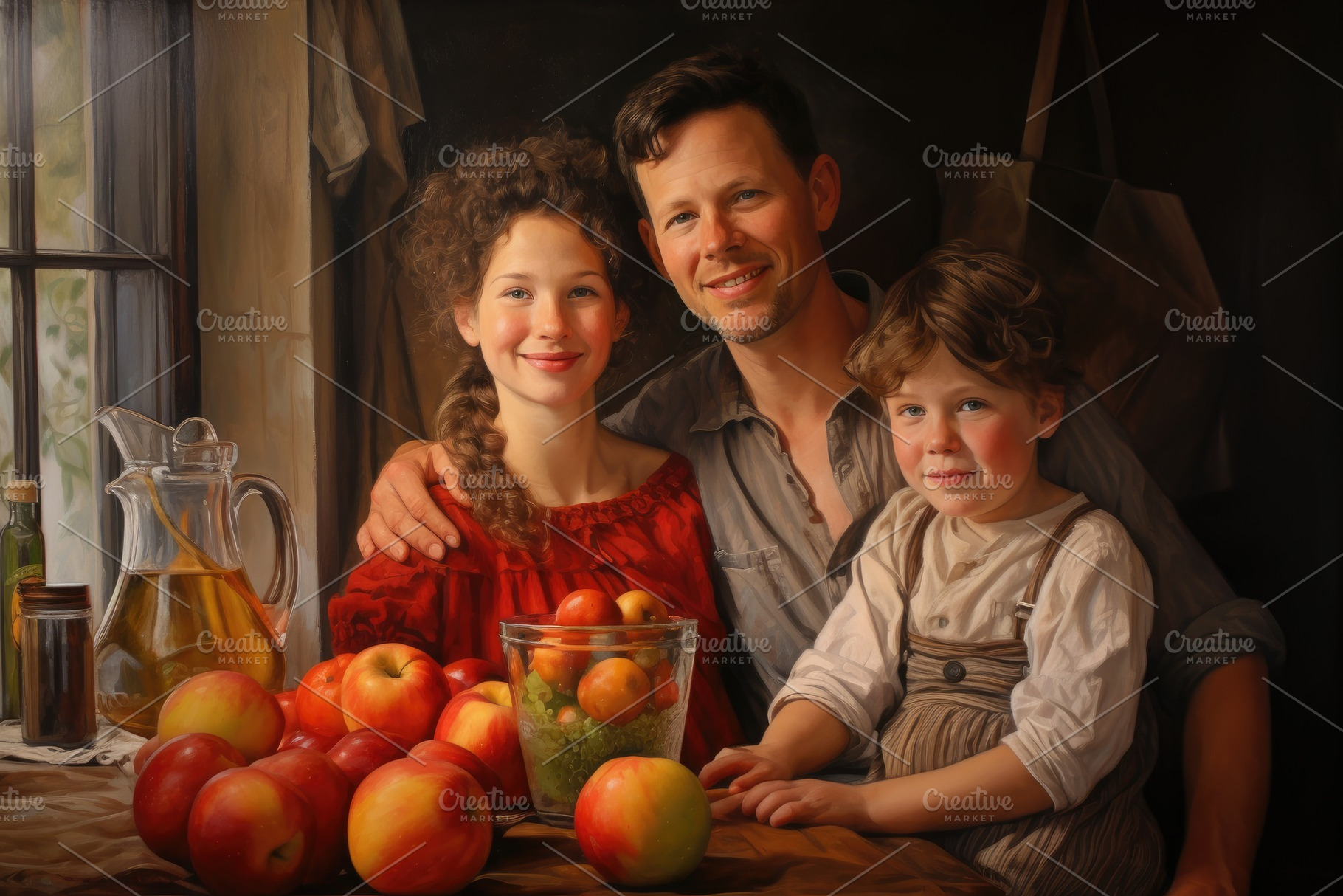 Happy family with fruits at the tabl, a Photo by Iftikhar Alam