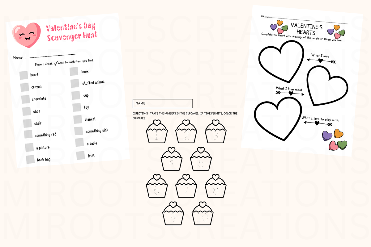 Valentine Coloring Pages & Activity, a Seasonal Illustration by MIRoots Design Studio (Photo 3 of 5)