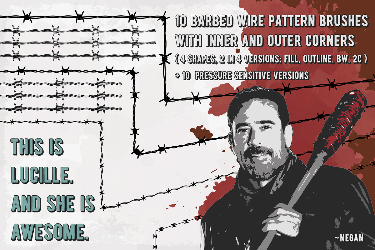 Lucille - Barbed Wire AI Brushes, a Brush Add-On by BAD TASTE (Photo 2 of 6)