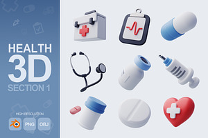Health 3D icon section 1, an Object 3D Model by Thx4Stock