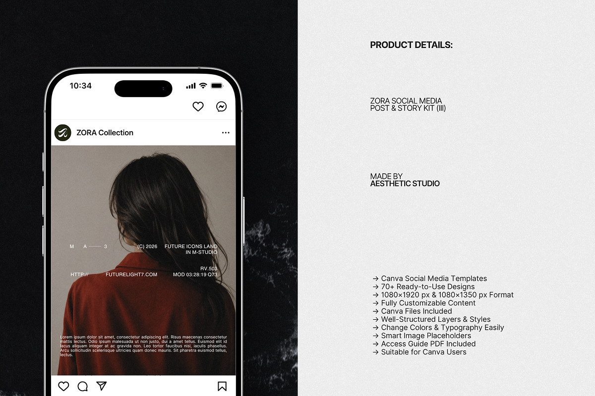 ZORA | Instagram Post & Story (III), a Social Media Template by The Aesthetic Studio (Photo 8 of 10)