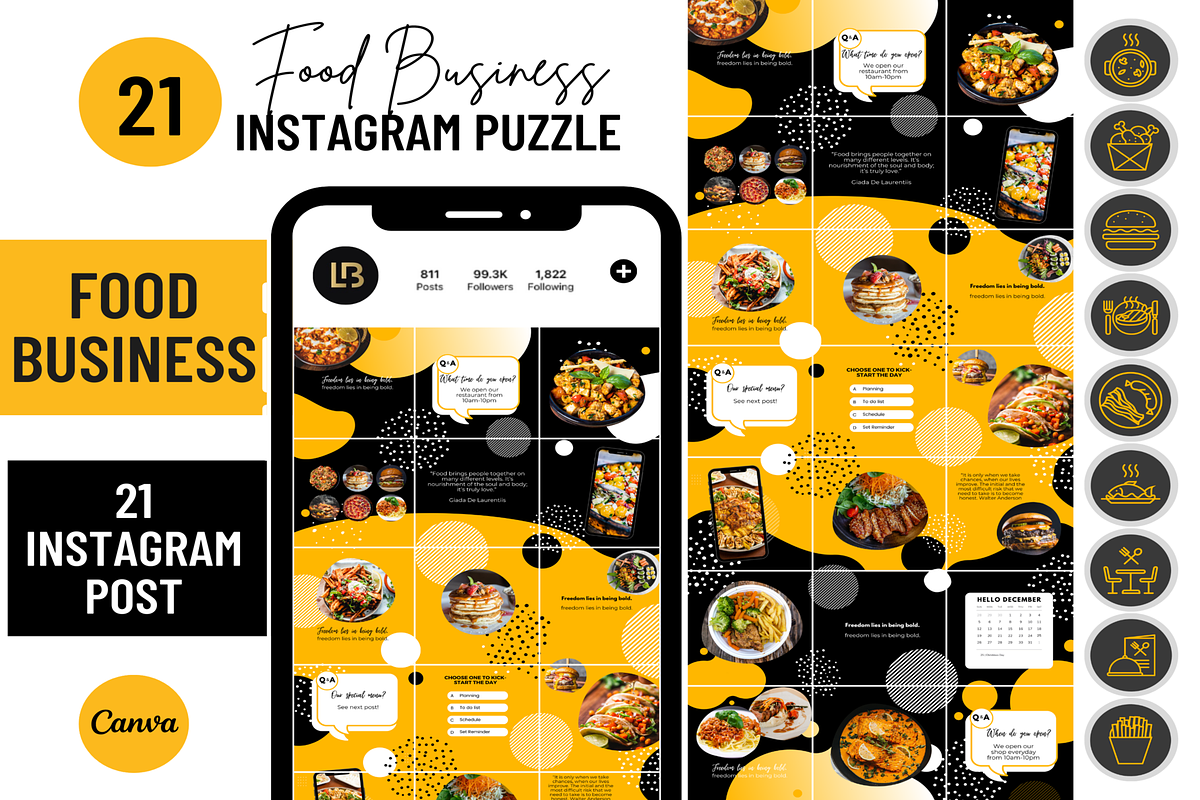 Food Instagram Puzzle Grid Template, a Social Media Template by LushBury (Photo 1 of 5)
