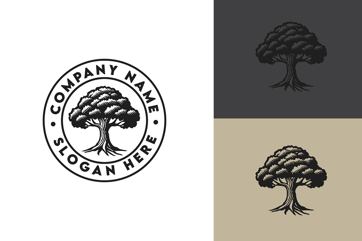 Big Tree Oak Banyan Maple Stamp Logo, a Branding & Logo Template by funpixel