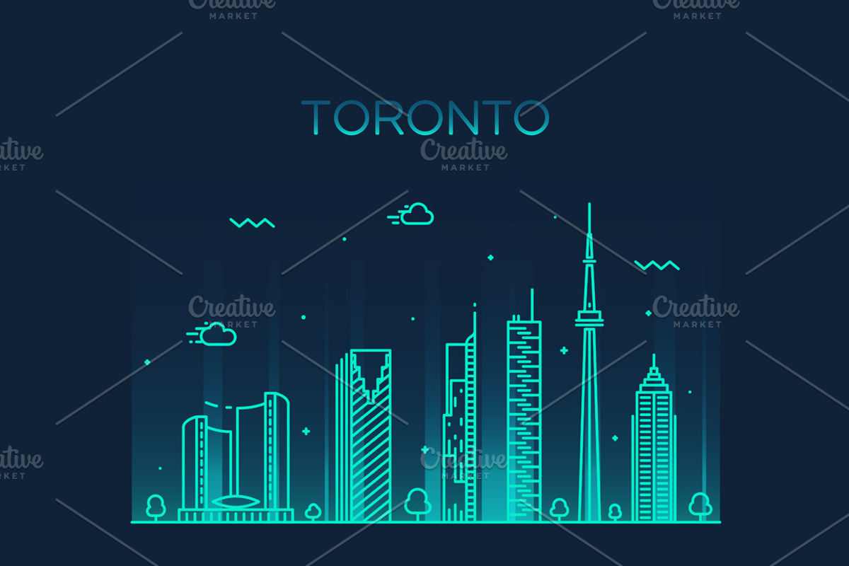Toronto skyline, an Illustration by TheMountBirdStudio