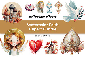 Watercolor Faith Clipart Bundle, a Decorative Illustration by InkyQueenArt