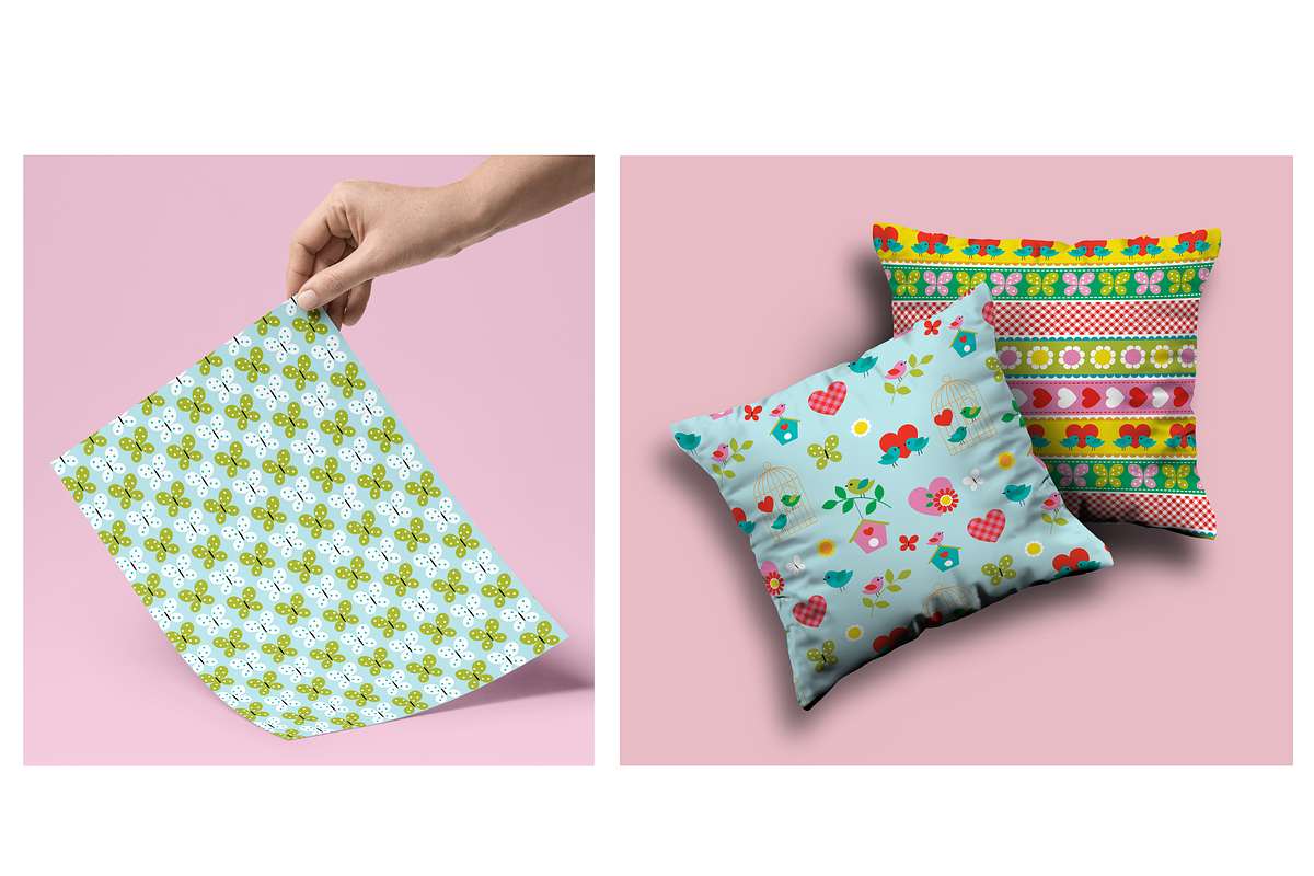 Seamless Bird & Butterfly Patterns preview 3