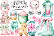 Pink & Mint Christmas Clipart, an Illustration by Daily.Designs (Thumbnail 1 of 3)