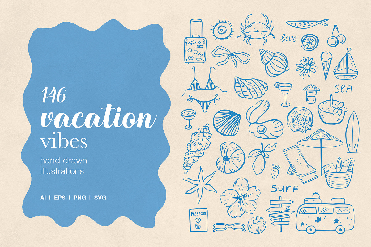 Vacation Vibes Whimsical Set, an Object Illustration by Art Dari Autumn (Photo 1 of 13)