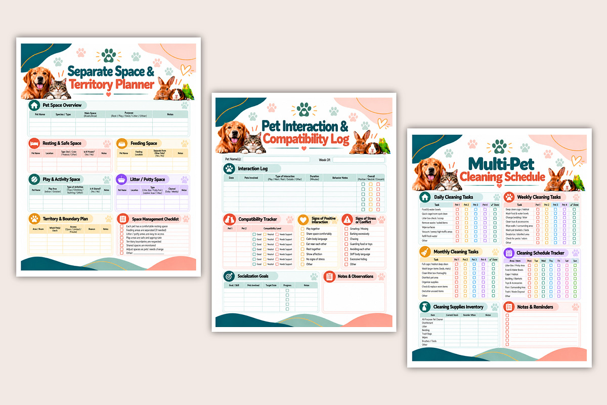 Multi-Pet Household Care Planner, a Stationery Template by Designmela01 (Photo 4 of 4)