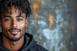 Confident young man with curly hair and hoodie looking directly, a Person Photo by José Manuel Gelpi