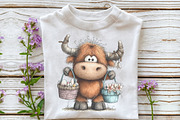 Whimsical Easter Highland Cow Clipar, an Illustration by OK Design (Thumbnail 6 of 6)