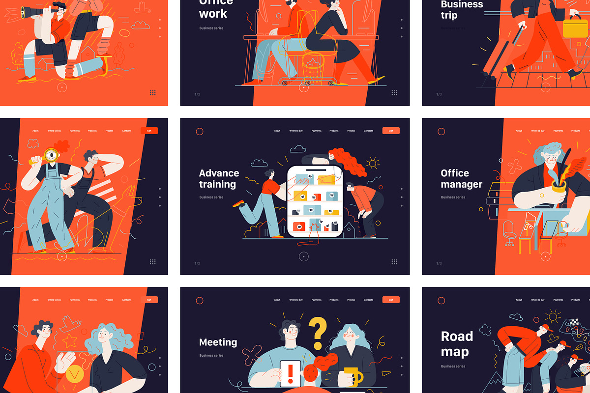 Company, flat web illustrations, a Templates & Theme by Grivina's shop (Photo 27 of 27)
