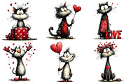 Valentines Whimsical Cats Clipart, an Illustration by Dream Creation (Thumbnail 4 of 7)