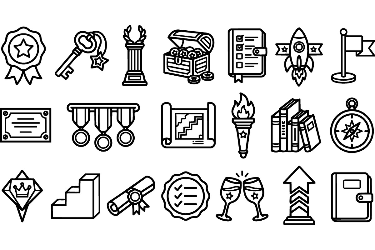 Achievement Icon Collection Set, an Illustration by designvectx (Photo 1 of 3)