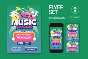 Green Music Festival Flyer Set, a Flyer Template by graphicook