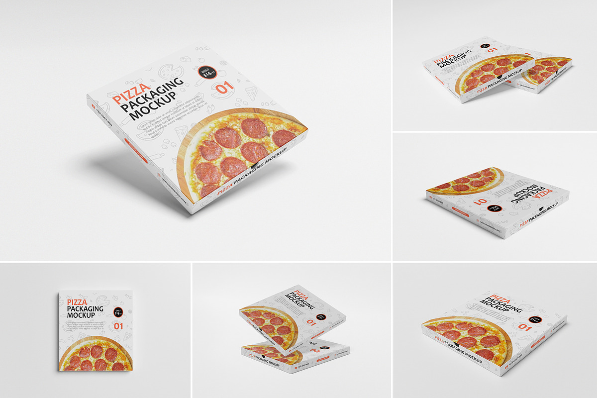 Pizza Box Packaging Mockup, a Packaging Mockup by Graphic Deal (Photo 1 of 7)