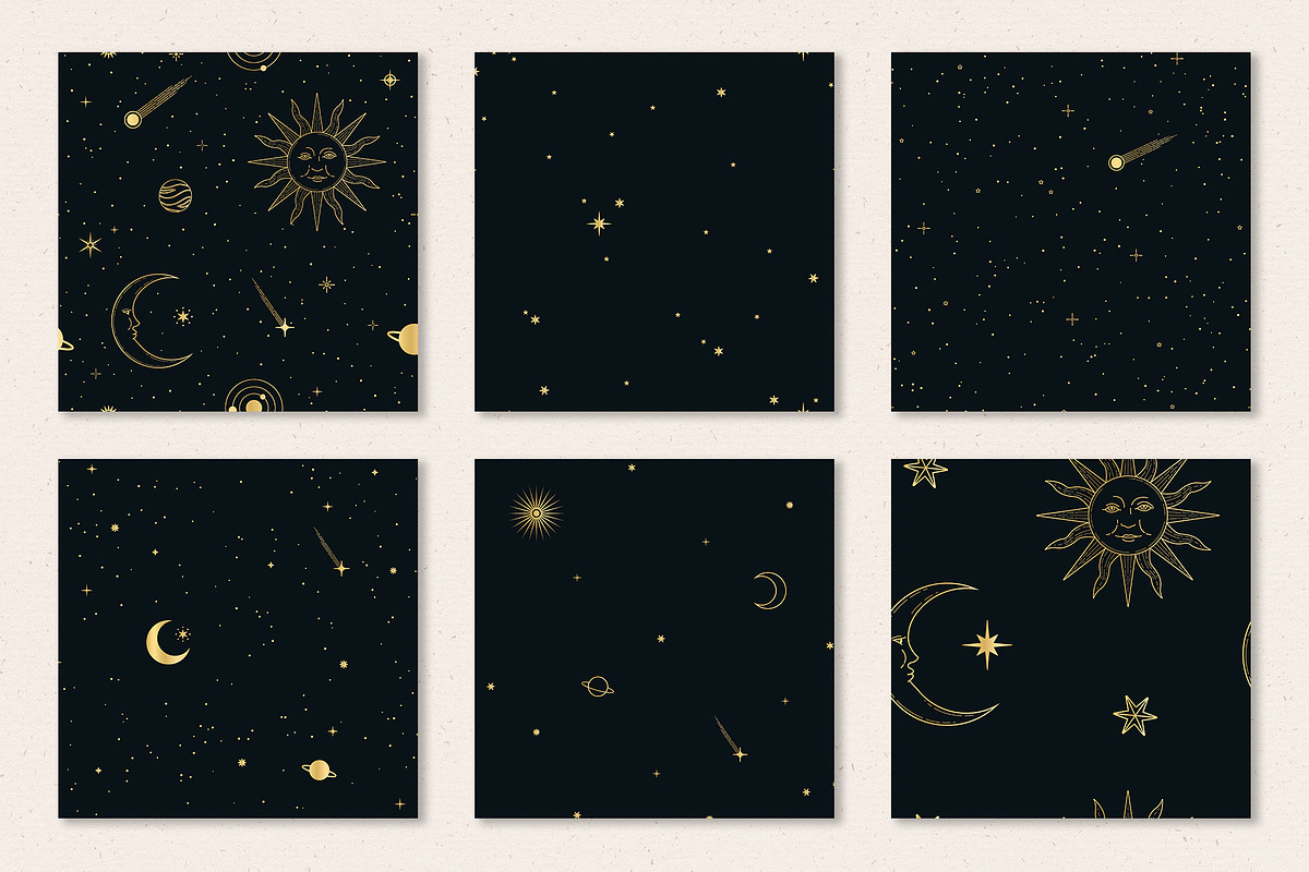 Celestial Seamless Patterns, a Pattern Graphic by Megs Lang (Photo 7 of 10)