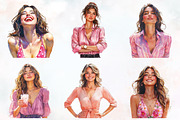 Pink Summer Woman Watercolor Clipart, an Illustration by RobertsArt (Thumbnail 3 of 7)