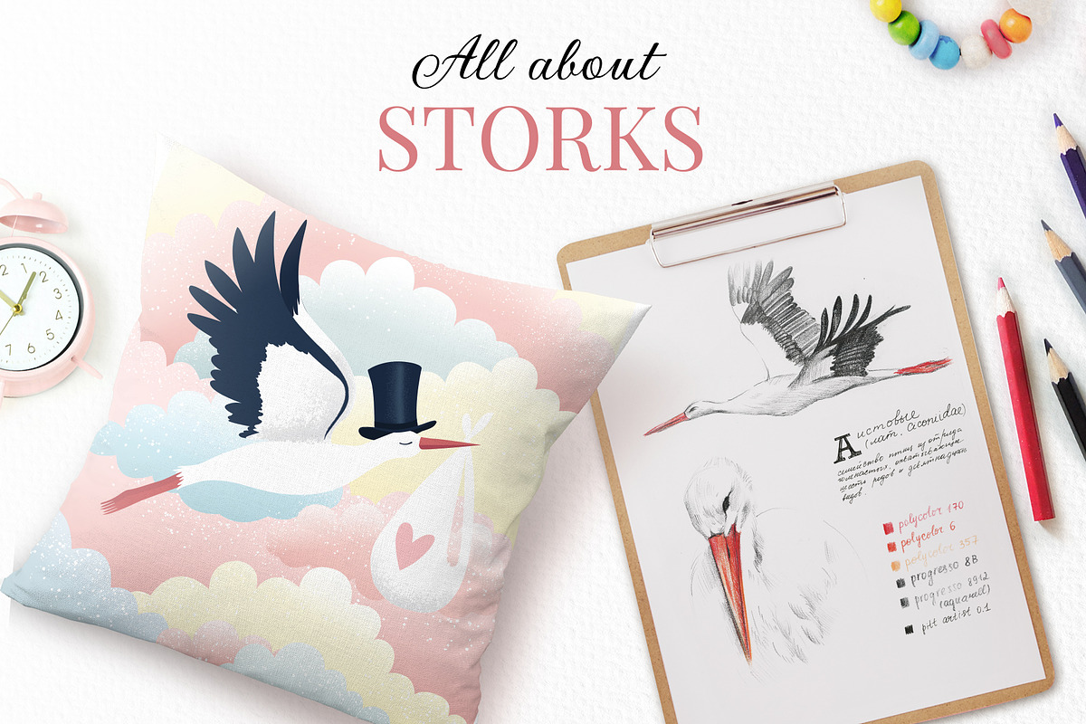 All about storks. 8 items, an Animal Illustration by Art by Lady Natali (Photo 1 of 3)