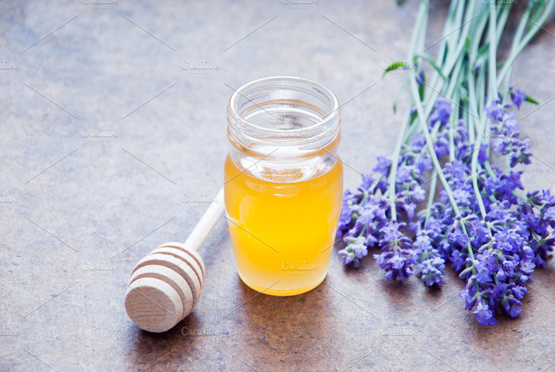 Lavender honey stock photo containing beauty and health and breakfast, a Food & Drink Photo by letterberry