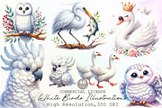 Watercolor White Birds Illustrations, an Illustration by Sublimation Artist (Thumbnail 1 of 6)
