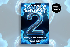 2nd Birthday Canva Invitation, an Invitation Template by M9 Design